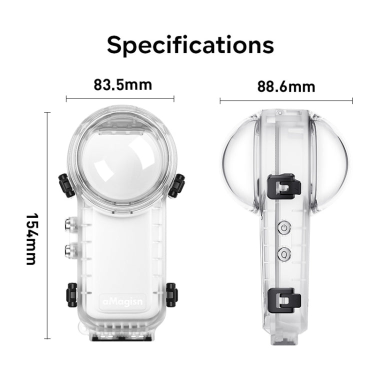 For Insta360 X4 aMagisn 50m Depth Waterproof Protective Case Quick Release Invisible Diving Cover - free shipping - PMC Jewellery - Order now!