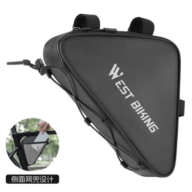 WEST BIKING Bicycle Crossbar Triangle Bag Cycling Equipment Tool Bag(Black)