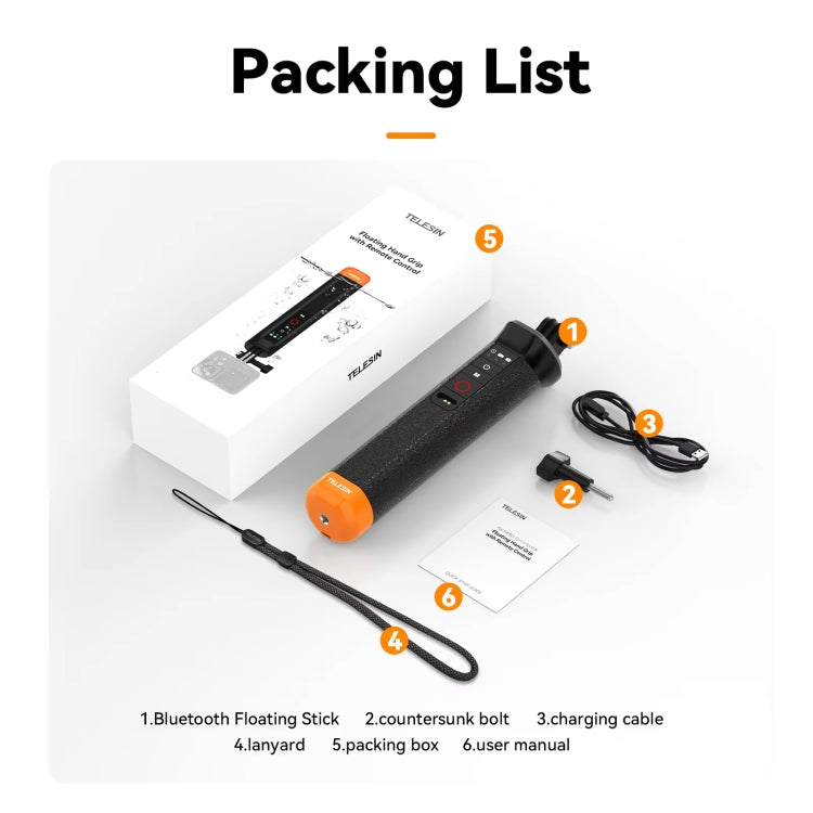 TELESIN Bluetooth Buoyancy Bar 15m Waterproof Depth  For GoPro HERO13 / 12 / 11 / 10 / 9 / 8 Black - free shipping - PMC TechLife - Order now!