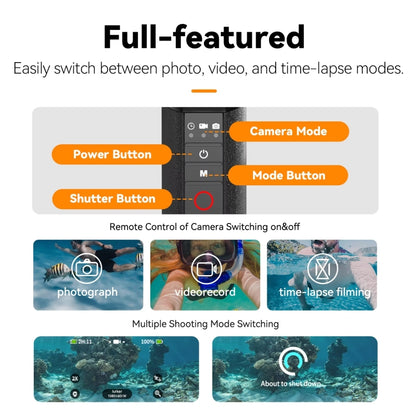 TELESIN Bluetooth Buoyancy Bar 15m Waterproof Depth  For GoPro HERO13 / 12 / 11 / 10 / 9 / 8 Black - free shipping - PMC Jewellery - Order now!