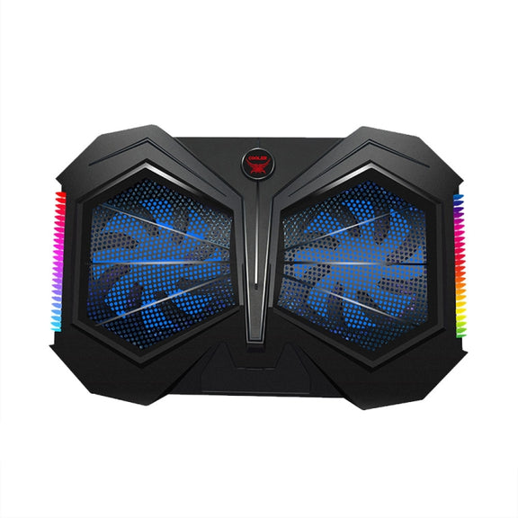 YL-017 2-Fans RGB Lighting Effect Silent Adjustable Speed Laptop Cooling Stand(Black)