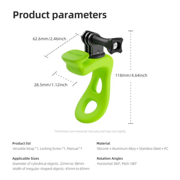 TELESIN Action Camera Mount Silicone Adjustable Mini Flexible Bracket For GoPro HERO / Insta360 / DJI Action Camera(Gray)