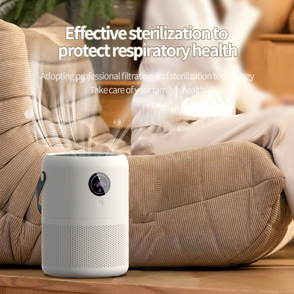 HX830 Smart Digital Display UV Ultraviolet Sterilization Desktop Negative Ion Air Purifier(White)