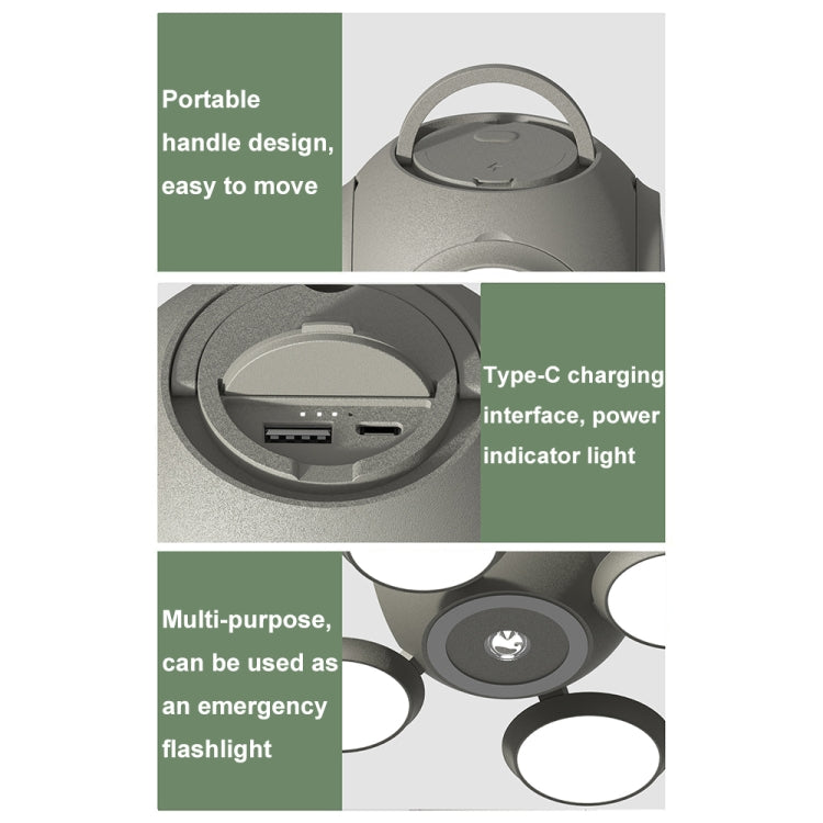 HX123 Handheld Folding Flashlight Camping Light Portable Outdoor Wireless Atmosphere Light(Gray) - Camping Lighting by PMc TechLife | Online Shopping South Africa | PMc TechLife | Buy Now Pay Later Mobicred