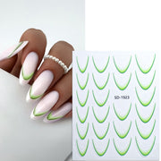 SD-1923 Line Nail Art Stickers Self-Adhesive Gradient Color French Manicure Stickers DIY Nail Tips Decals