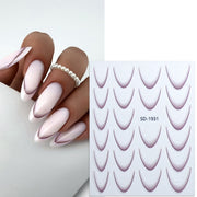 SD-1931 Line Nail Art Stickers Self-Adhesive Gradient Color French Manicure Stickers DIY Nail Tips Decals