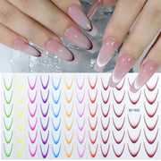 SD-1931 Line Nail Art Stickers Self-Adhesive Gradient Color French Manicure Stickers DIY Nail Tips Decals