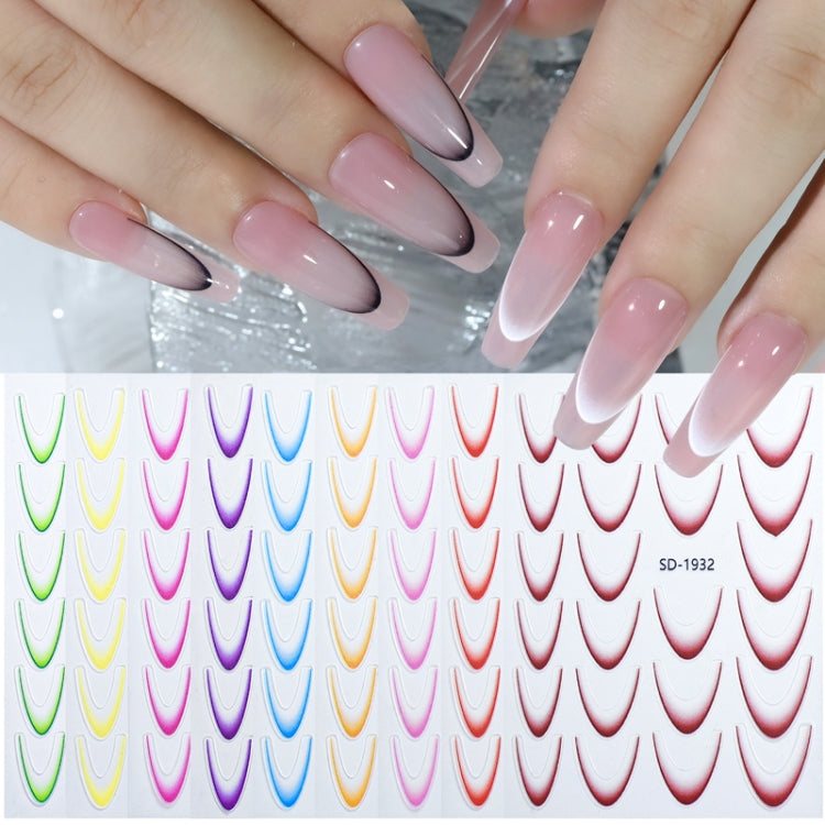 SD-1928 Line Nail Art Stickers Self-Adhesive Gradient Color French Manicure Stickers DIY Nail Tips Decals