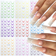 SD-1932 Line Nail Art Stickers Self-Adhesive Gradient Color French Manicure Stickers DIY Nail Tips Decals