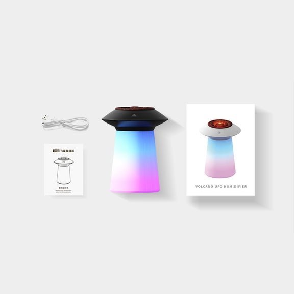 HX126 Sound Pickup RGB Light Volcano Humidifier Simulated Flame Aromatherapy Machine, Color: Black