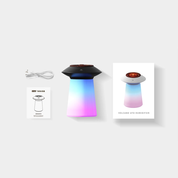 HX126 Sound Pickup RGB Light Volcano Humidifier Simulated Flame Aromatherapy Machine, Color: Black