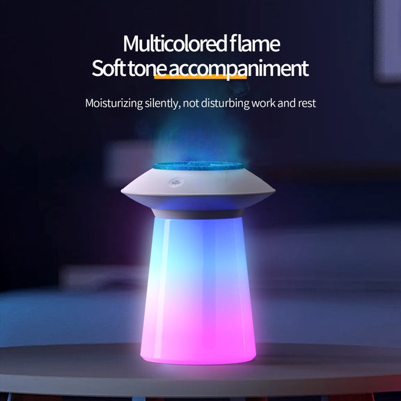 HX126 Sound Pickup RGB Light Volcano Humidifier Simulated Flame Aromatherapy Machine, Color: Black