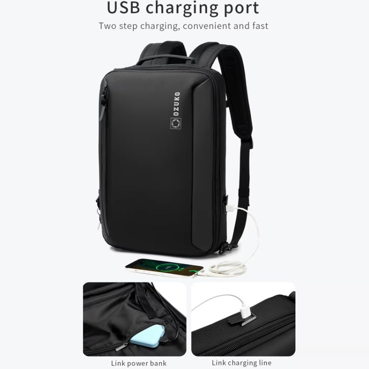 Ozuko Business Laptop USB Backpack Men Schoolbag(Dark Gray) - free shipping - PMC Jewellery - Order now!