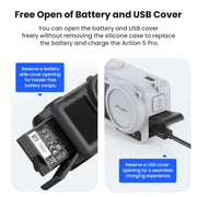 For DJI Osmo Action 5 Pro aMagisn Silicone Protective Case with Lanyard and Lens Cap(Light Gray)