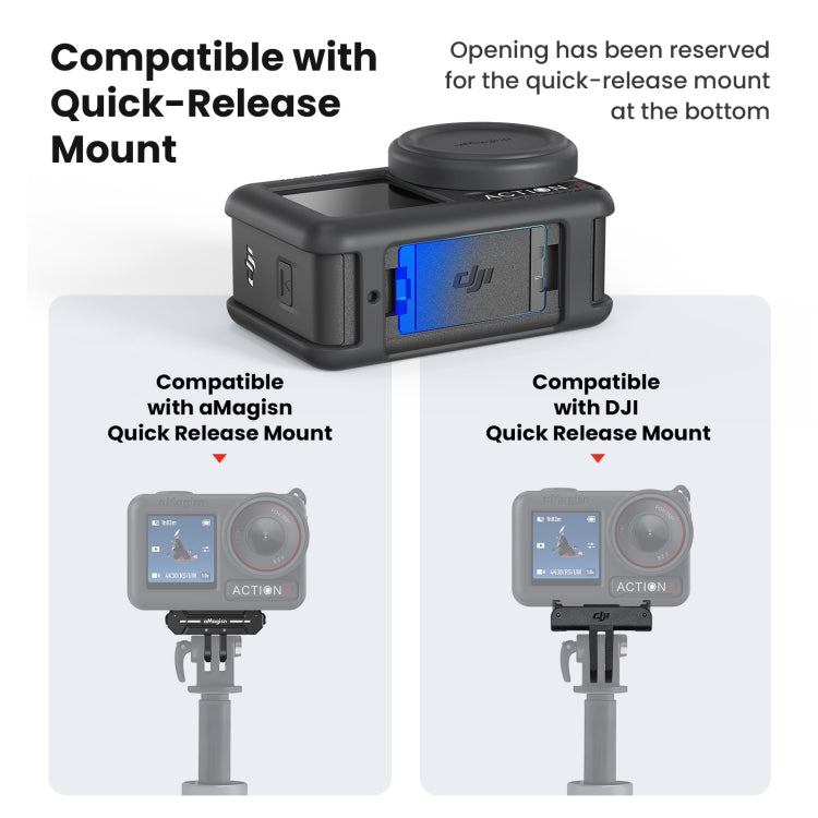 For DJI Osmo Action 5 Pro aMagisn Silicone Protective Case with Lanyard and Lens Cap(Light Gray) - free shipping - PMc TechLife - Order now!