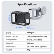 For DJI Osmo Action 5 Pro aMagisn Silicone Protective Case with Lanyard and Lens Cap(Light Gray)