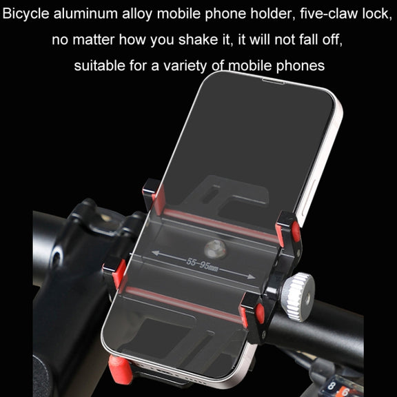 Aluminum Alloy Motorcycle Bicycle Navigation Mobile Phone Holder(Black)