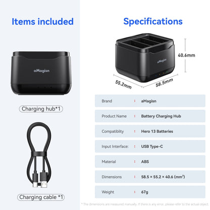 For GoPro HERO13 Black AMagisn Battery Charger Charging Seat - free shipping - PMC Jewellery - Order now!