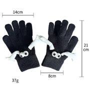 Fall Winter Couple Students Magnetic Warm Gloves Cute Dolls Outdoor Hand In Hand Mittens, Size: Average(White)