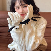 Fall Winter Couple Students Magnetic Warm Gloves Cute Dolls Outdoor Hand In Hand Mittens, Size: Average(White)