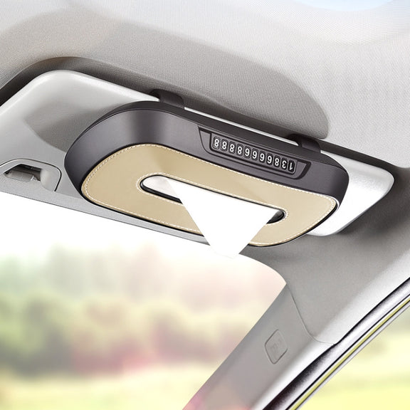 Car Sun Visor Hanging Sunroof Seat Back Tissue Box, Color: Leather Brown