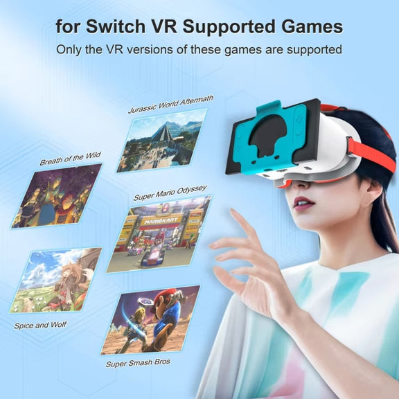 DEVASO Compatible With Switch / Switch OLED Gaming Console VR Glasses(White Blue)
