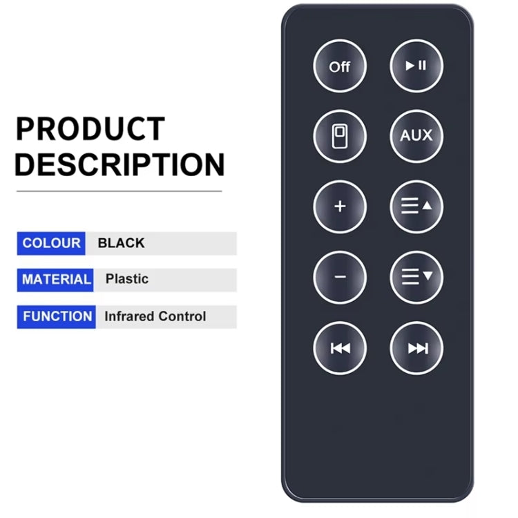 For BOSE SD10 Bluetooth Speaker Remote Control Replacement Parts(Black) - Other Accessories by PMC Jewellery | Online Shopping South Africa | PMC Jewellery | Buy Now Pay Later Mobicred