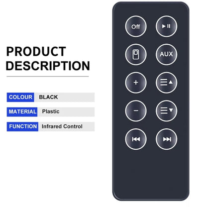For BOSE SD10 Bluetooth Speaker Remote Control Replacement Parts(Black) - Other Accessories by PMC Jewellery | Online Shopping South Africa | PMC Jewellery | Buy Now Pay Later Mobicred
