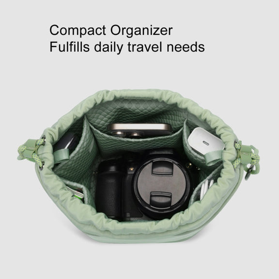 Cwatcun D159 Cloud Drawstring Camera Bag Shoulder Crossbody Photo Bag(Light Green)
