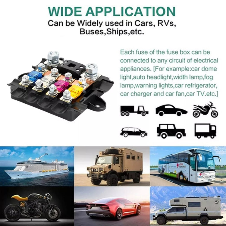 Five-Way One-Input Four-Output Fuse Box RV Power Supply Modification, Specifications: Fuse Box + Fuse