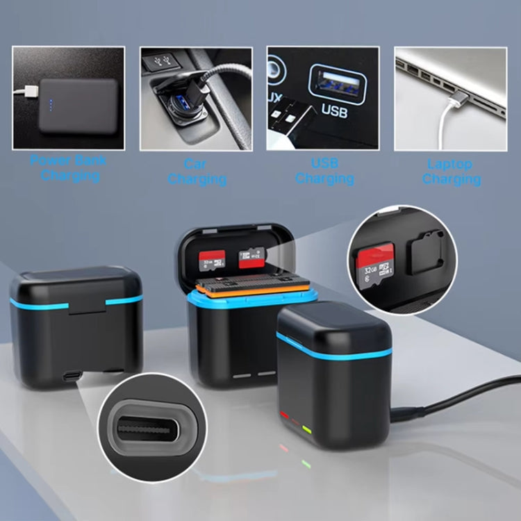 For Insta360 X3 Battery Charger Dual Battery Storage Charging Case(Black)
