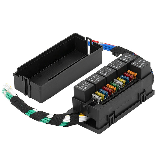 11-way 12V Relay Fuse Holder With Wire For Cars Ships, Specifications: Full Set 5 Pin