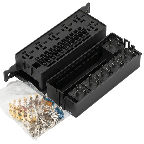 11-way 12V Relay Fuse Holder With Wire For Cars Ships, Specifications: Full Set 5 Pin