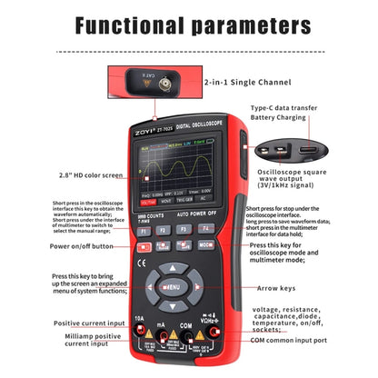 ZOYI Color Screen Multifunctional Handheld Digital Oscilloscope Multimeter(English) - free shipping - PMC Jewellery - Order now!