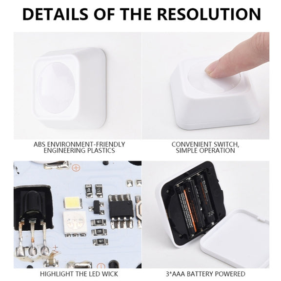 Remote Control Night Light LED Bedside Cabinet RGB Colorful Pat Light(2 Remote Controls + 6 Lights)