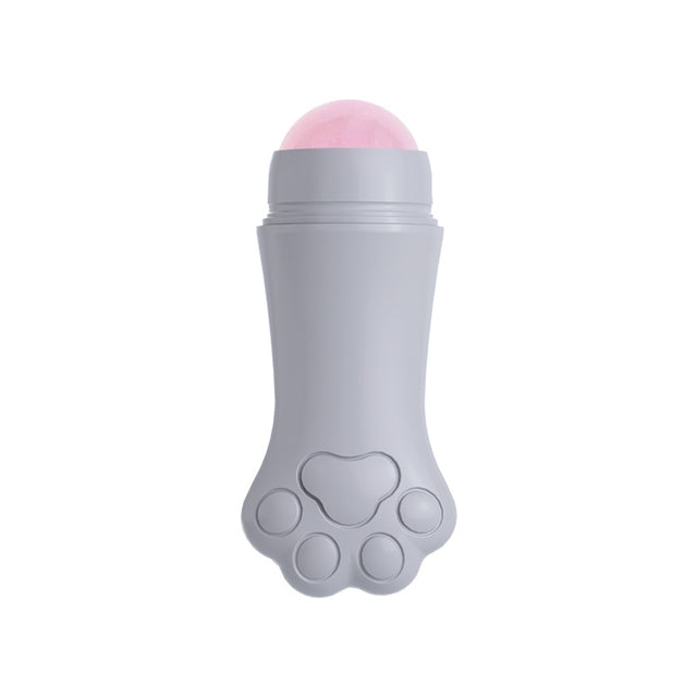 Natural Rose Quartz Face Oil Absorbing Roller Volcanic Stone Facial Skin Repair Cleansing Massager(Grey)