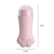 Natural Rose Quartz Face Oil Absorbing Roller Volcanic Stone Facial Skin Repair Cleansing Massager(White)