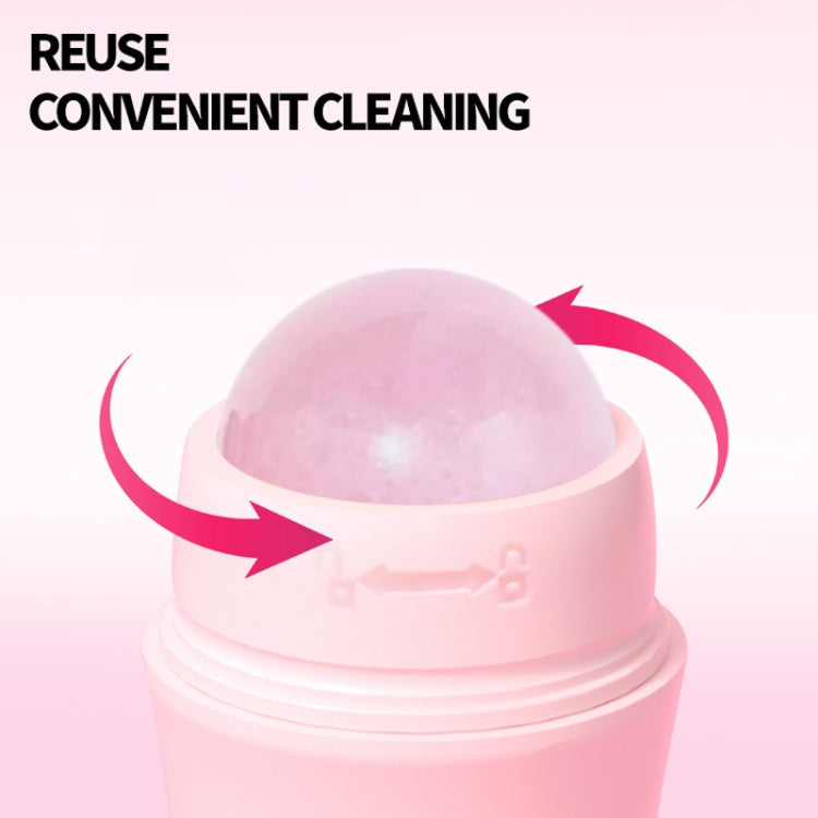 Natural Rose Quartz Face Oil Absorbing Roller Volcanic Stone Facial Skin Repair Cleansing Massager(Grey)