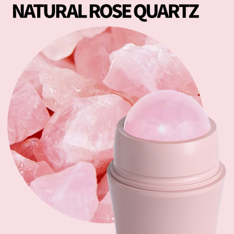 Natural Rose Quartz Face Oil Absorbing Roller Volcanic Stone Facial Skin Repair Cleansing Massager(Pink)