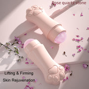 Natural Rose Quartz Face Oil Absorbing Roller Volcanic Stone Facial Skin Repair Cleansing Massager(Grey)