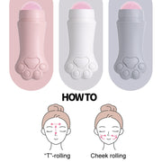 Natural Rose Quartz Face Oil Absorbing Roller Volcanic Stone Facial Skin Repair Cleansing Massager(Grey)
