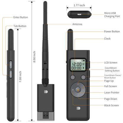 Doosl DSIT037 300m Long Distance Laser Remote Control Green Light Page Turner - free shipping - PMC Jewellery - Order now!