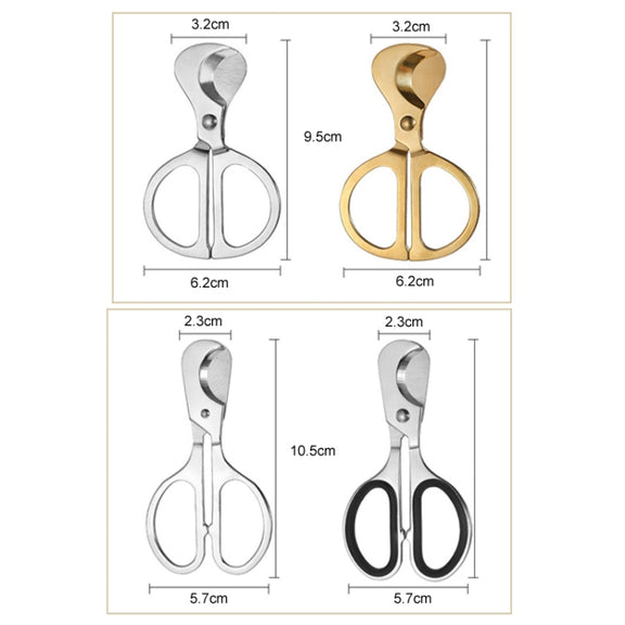 Portable Pill Cutter Stainless Steel Cigar Dispensing Scissors, Style: Round Hanlde Gold