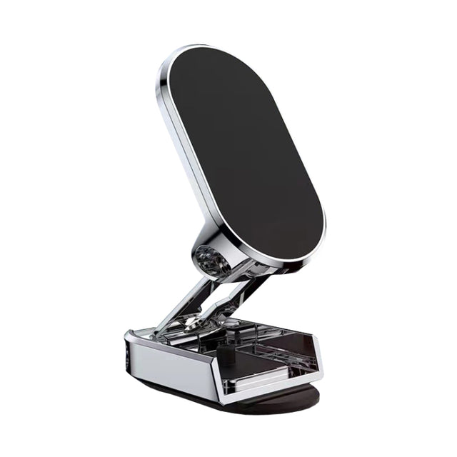 D11 Magnetic Folding Car Phone Holder Rotatable Dashboard Stick-On Navigation Stand(Silver Gloosy)