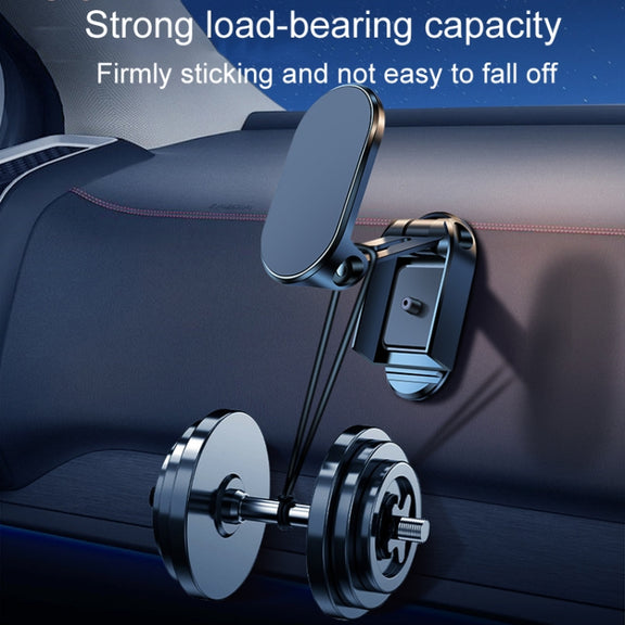 D11 Magnetic Folding Car Phone Holder Rotatable Dashboard Stick-On Navigation Stand(Silver Gloosy)