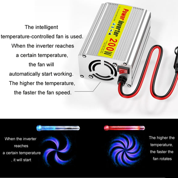 200W Modified Sine Wave Inverter Car Mobile Phone 2.1A Universal Power Supply, Specification: 12 To 220V