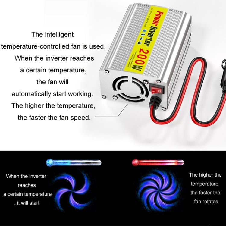 200W Modified Sine Wave Inverter Car Mobile Phone 2.1A Universal Power Supply, Specification: 12 To 220V