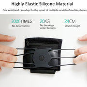 Rotating Wrist Phone Strap Coin Purse Touchable Phone Wristband Can Hold Cards, Change and Keys(Black)