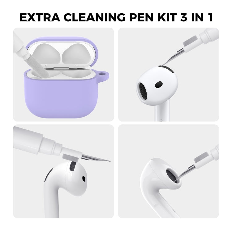 For Airpods 4 AhaStyle WG163 Earphone Drop-Proof Dust-Proof Silicone Protective Case With Cleanning Pen(Blue)