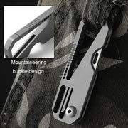 Multifunctional Titanium Keychain Outdoor Portable Defense Mini Folding Knife, Style: With 2 Titanium Ring